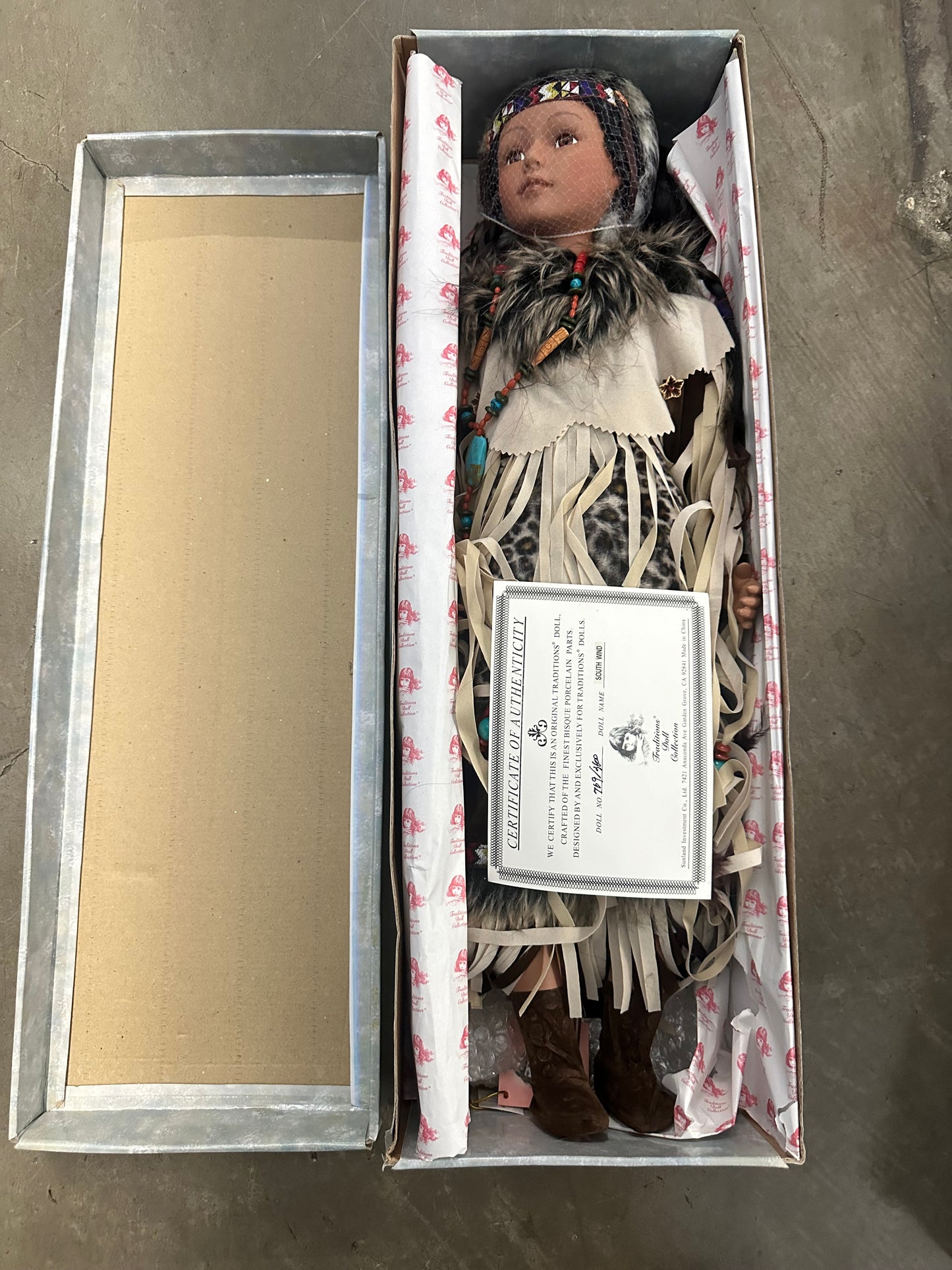 2 American Indian Dolls Porcelain “Midnight” And “South Wind”