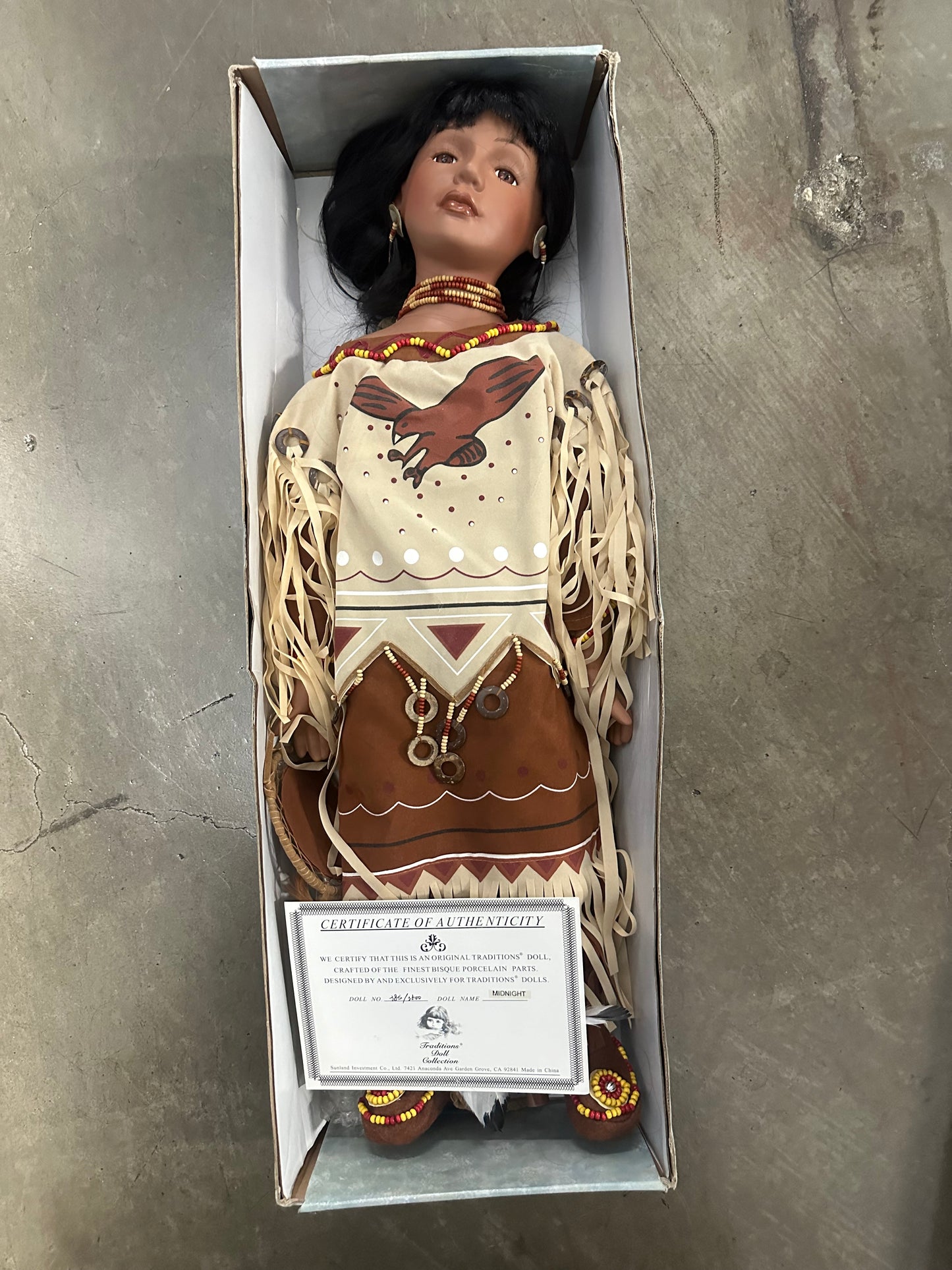 2 American Indian Dolls Porcelain “Midnight” And “South Wind”